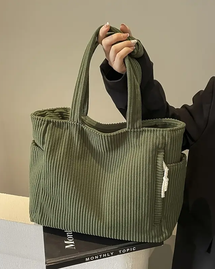 Elara | Soft Ribbed Drawstring Tote