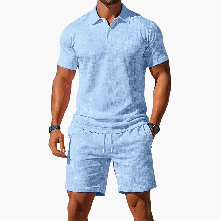 Charles | Short Sleeve Polo and Shorts Set with Drawstring Waist