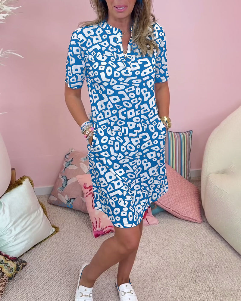 Tracy | Elegant V-Neck Dress with Chic Print