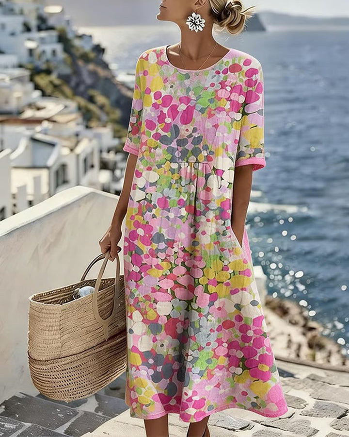 Elena | Loose Lightweight Floral Midi Dress