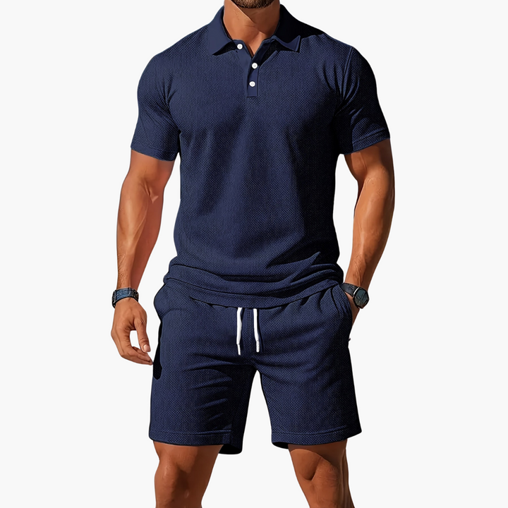 Charles | Short Sleeve Polo and Shorts Set with Drawstring Waist