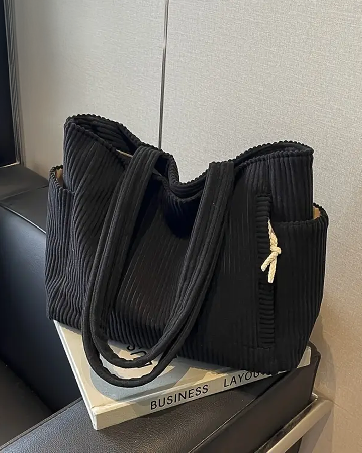 Elara | Soft Ribbed Drawstring Tote
