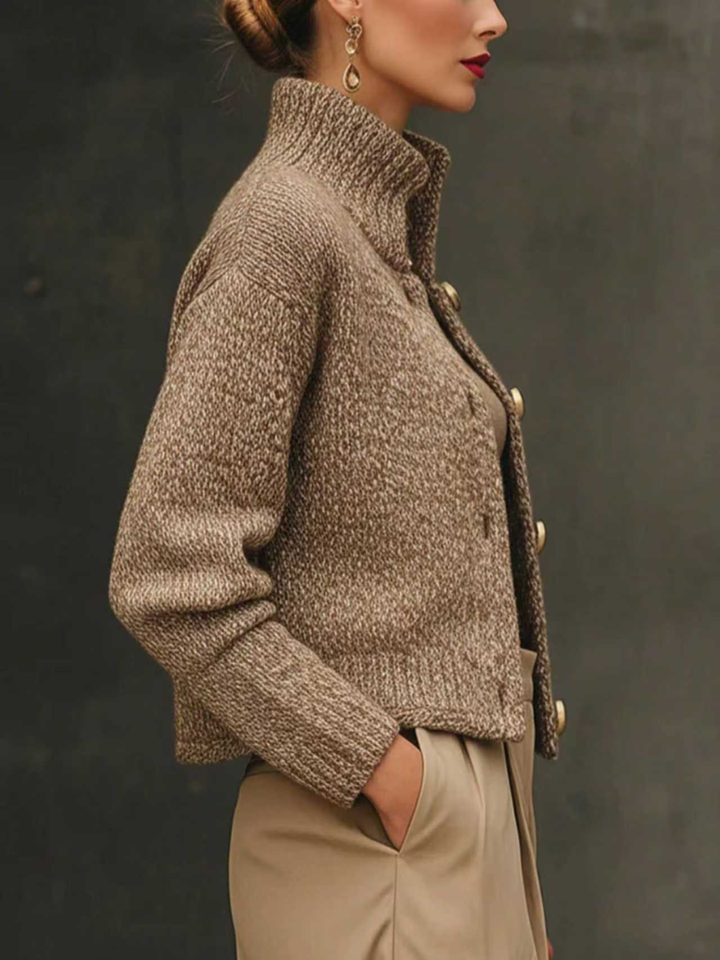 Elise | Cozy High-Neck Knit Jacket with Soft Buttons