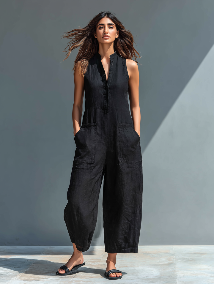Linda | Sleeveless Linen Jumpsuit