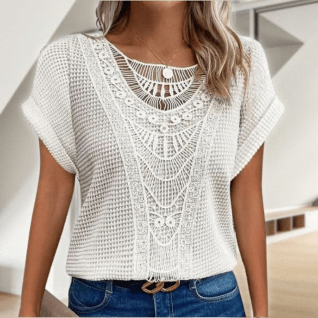 Sophie | Retro Lace Accent Blouse