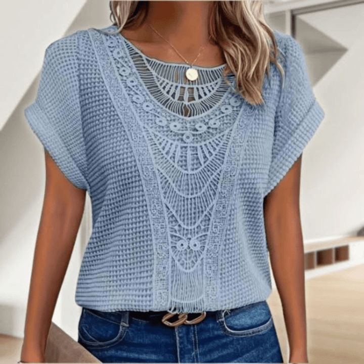 Sophie | Retro Lace Accent Blouse