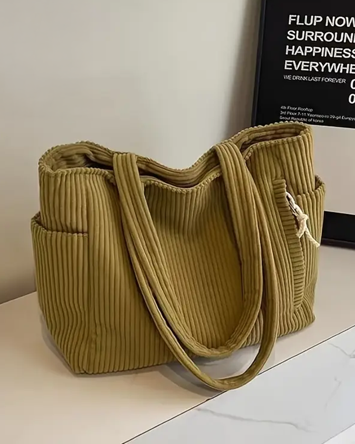 Elara | Soft Ribbed Drawstring Tote