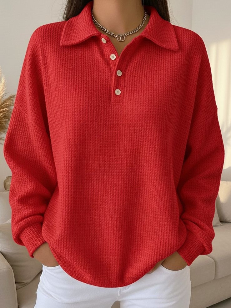 Michelle | Chic Soft-Collar Polo Knit Sweater