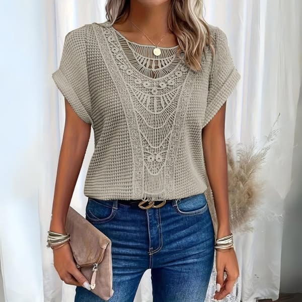 Sophie | Retro Lace Accent Blouse
