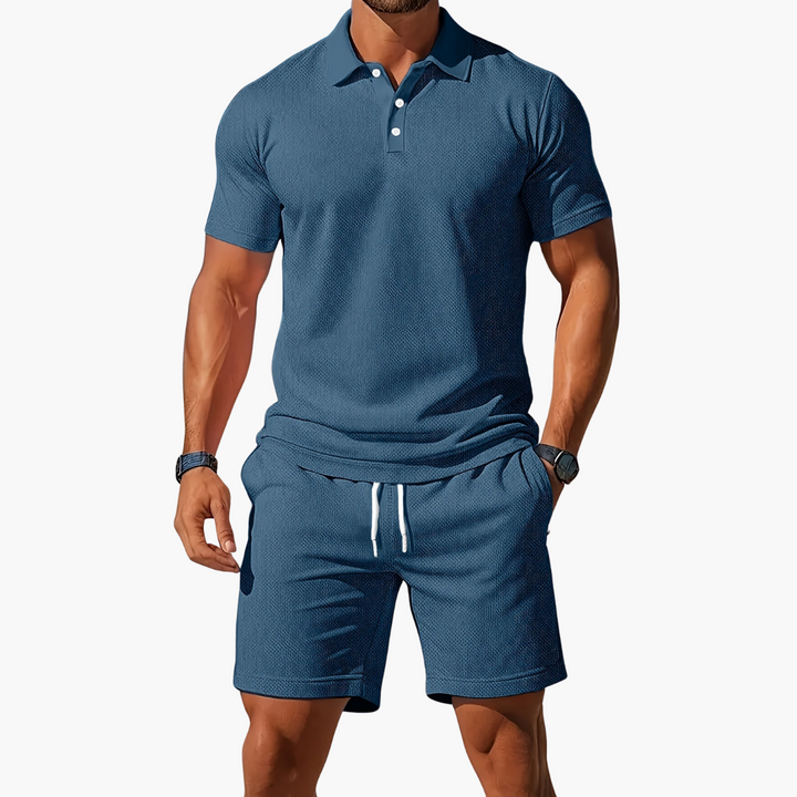 Charles | Short Sleeve Polo and Shorts Set with Drawstring Waist