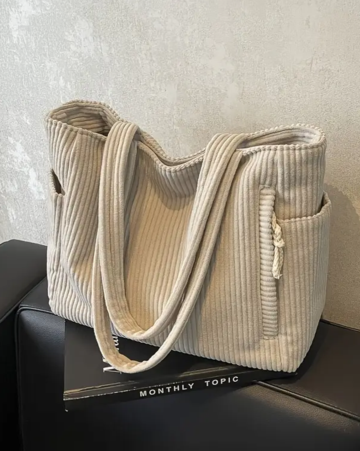 Elara | Soft Ribbed Drawstring Tote