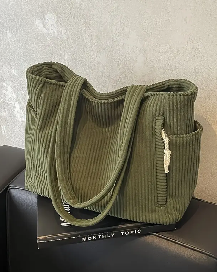 Elara | Soft Ribbed Drawstring Tote