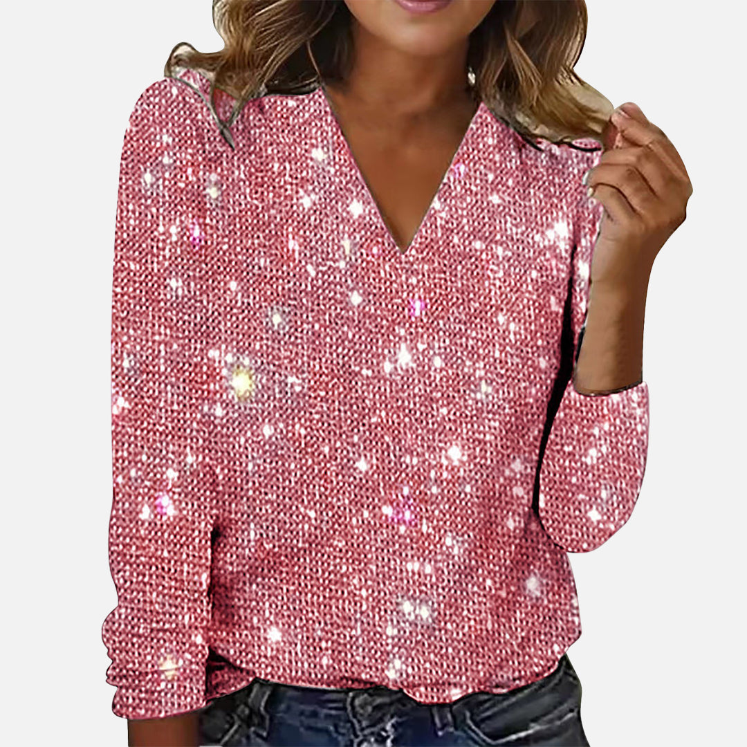 Elise | Chic V-Neck Sparkling Blouse