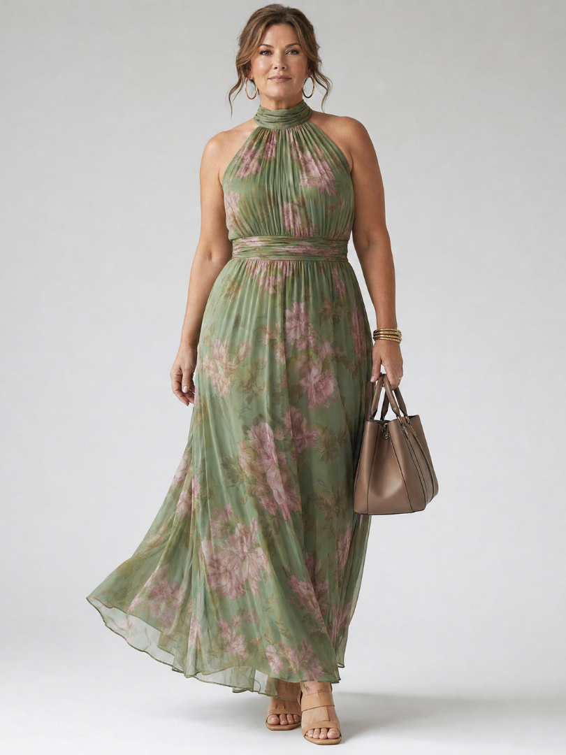 Mylene | Gathered Halter Midi Dress