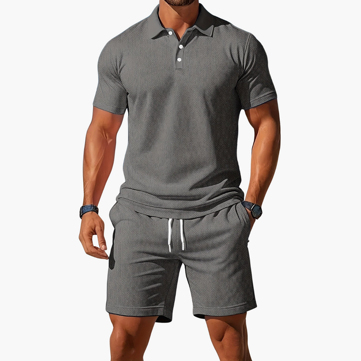 Charles | Short Sleeve Polo and Shorts Set with Drawstring Waist