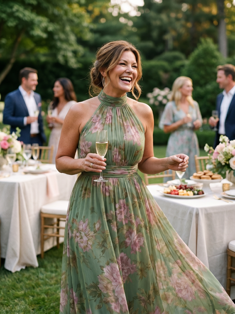 Mylene | Gathered Halter Midi Dress