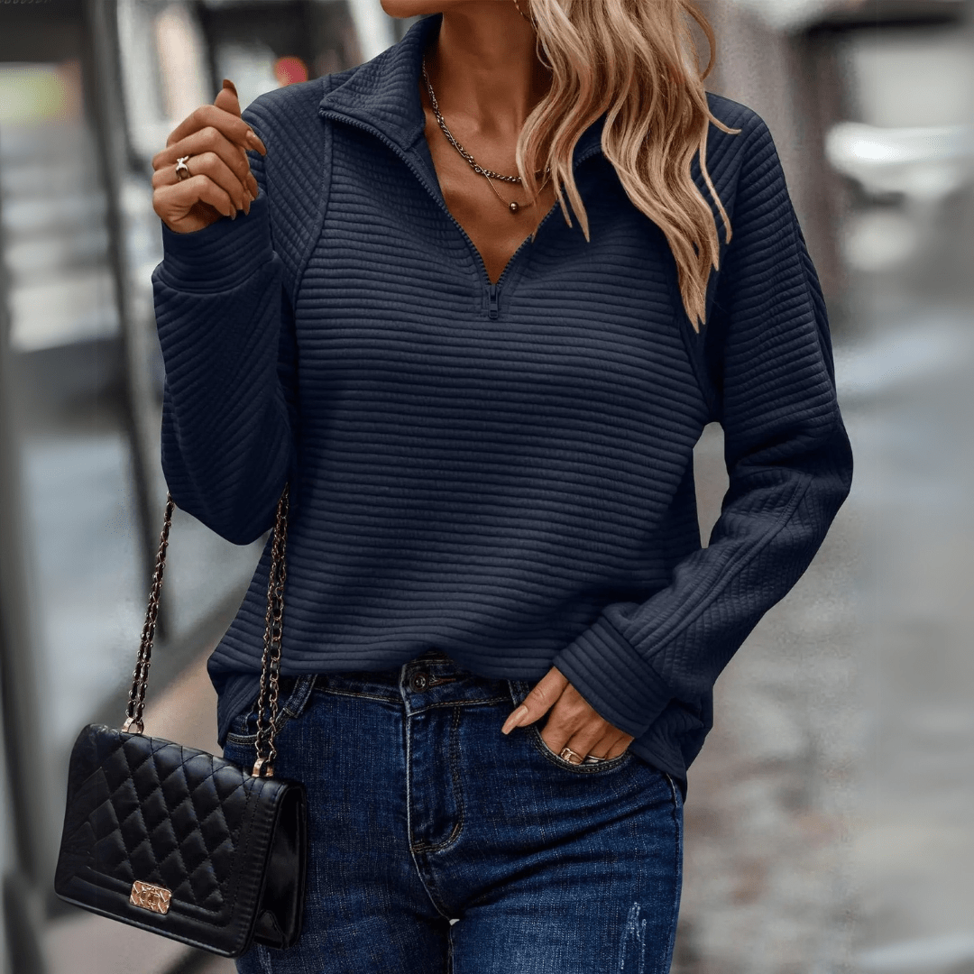 Hannah | Elegant Zip-Collar Pullover