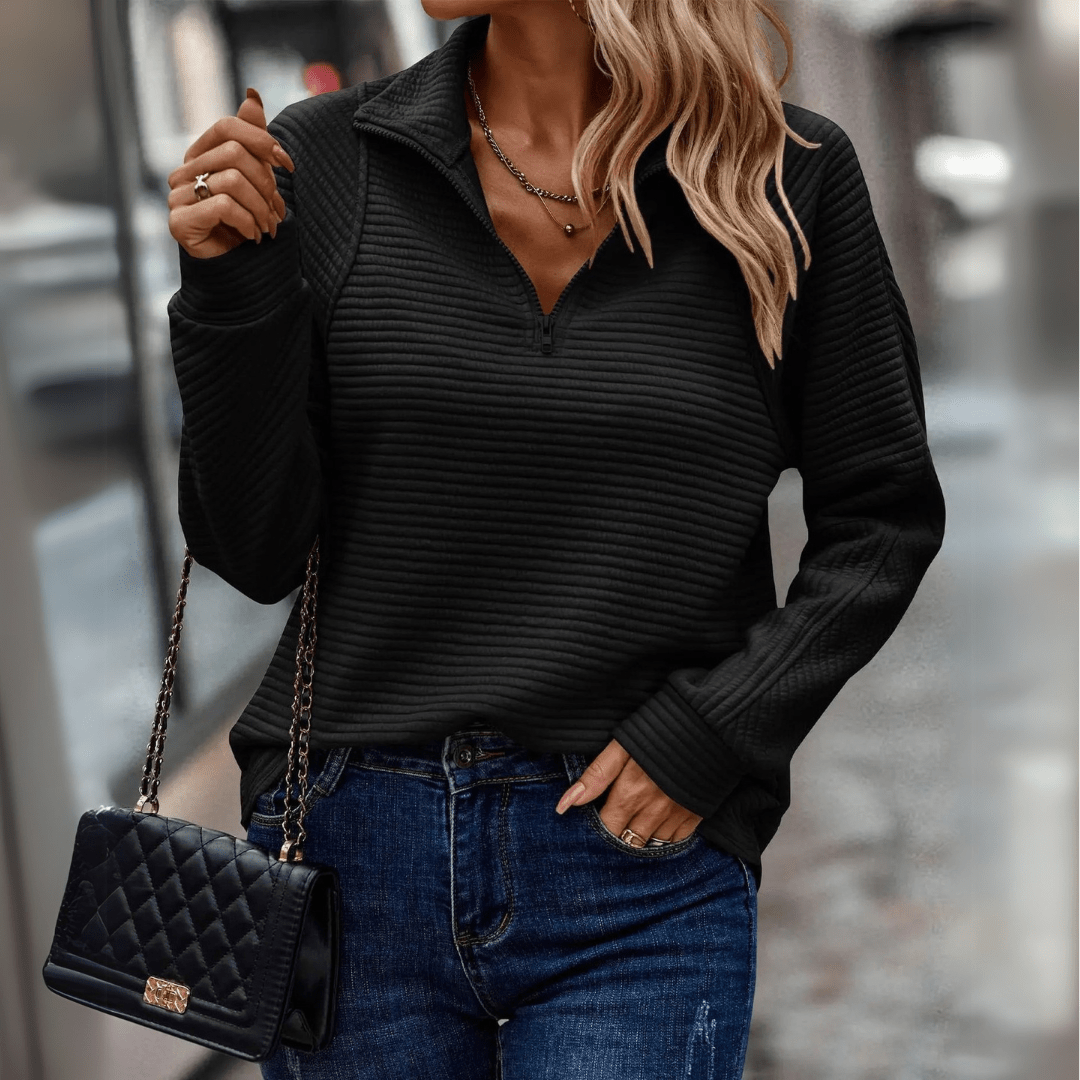 Hannah | Elegant Zip-Collar Pullover