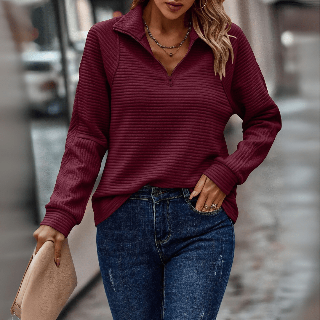 Hannah | Elegant Zip-Collar Pullover