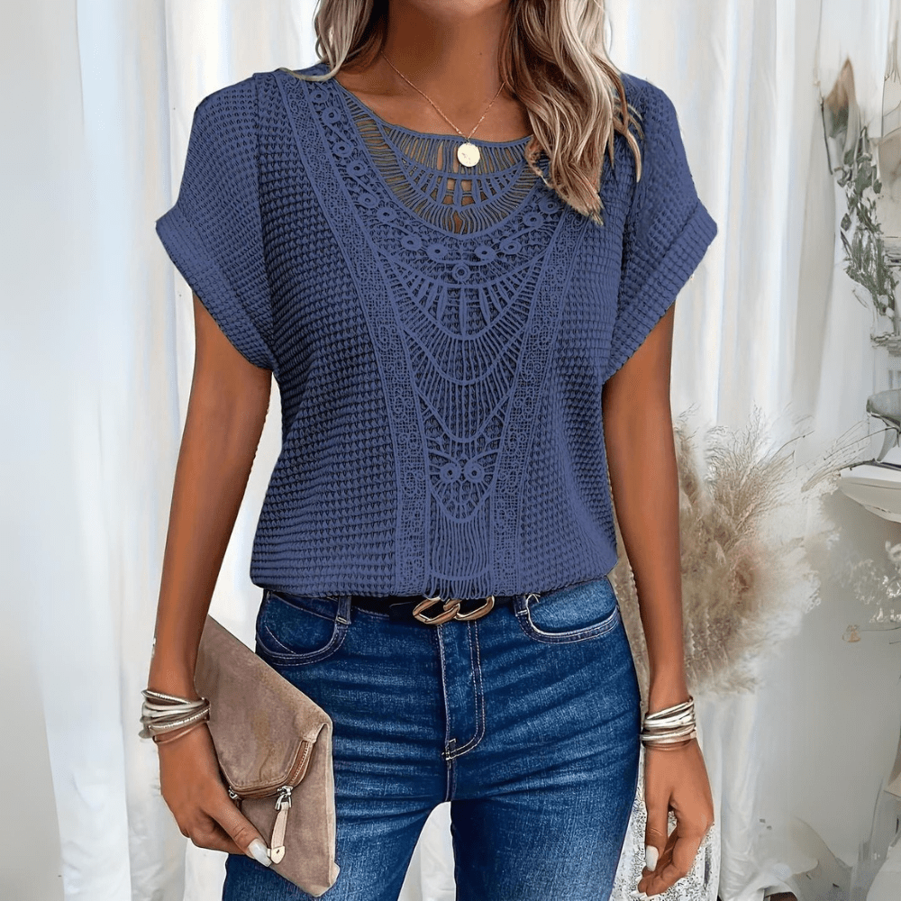 Sophie | Retro Lace Accent Blouse