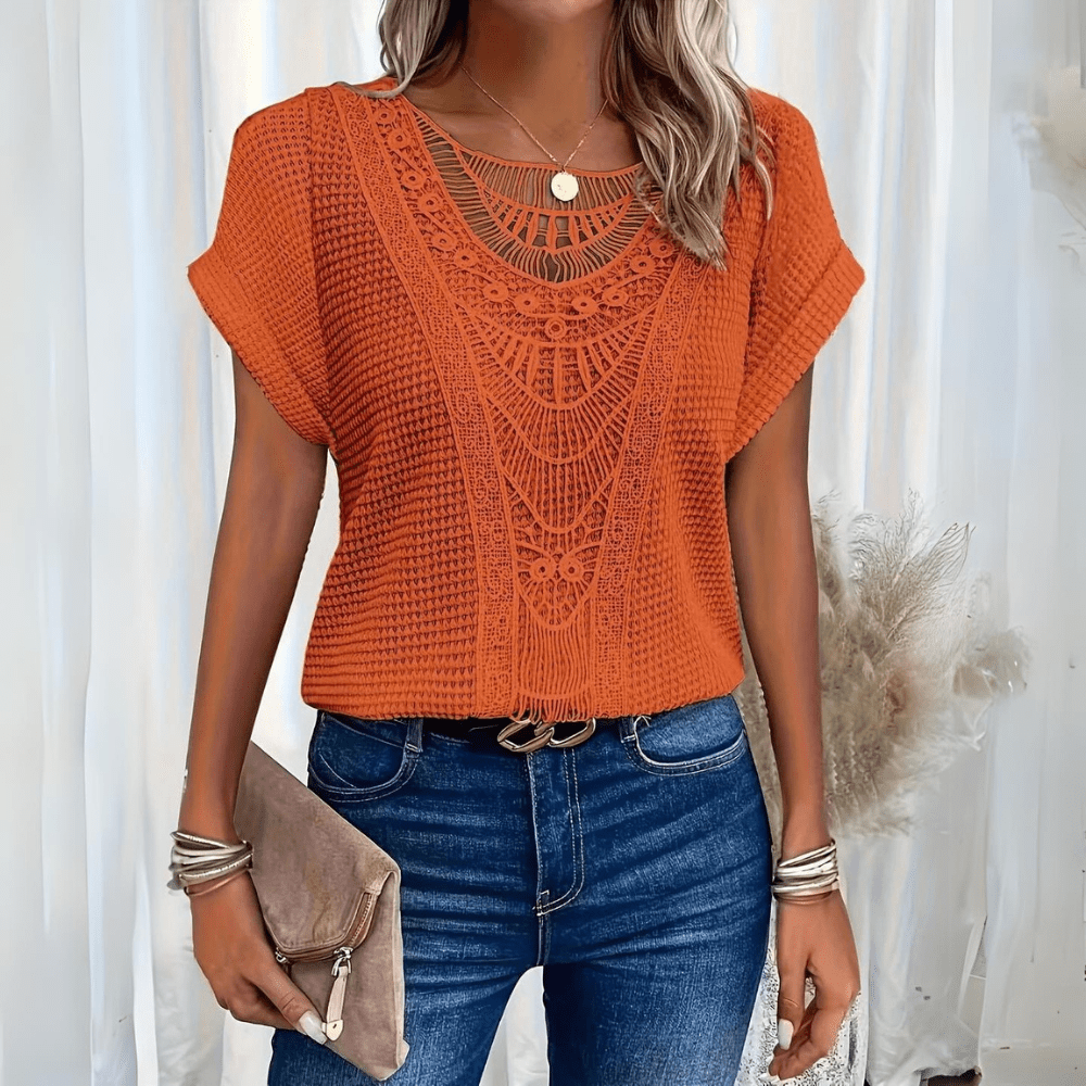 Sophie | Retro Lace Accent Blouse