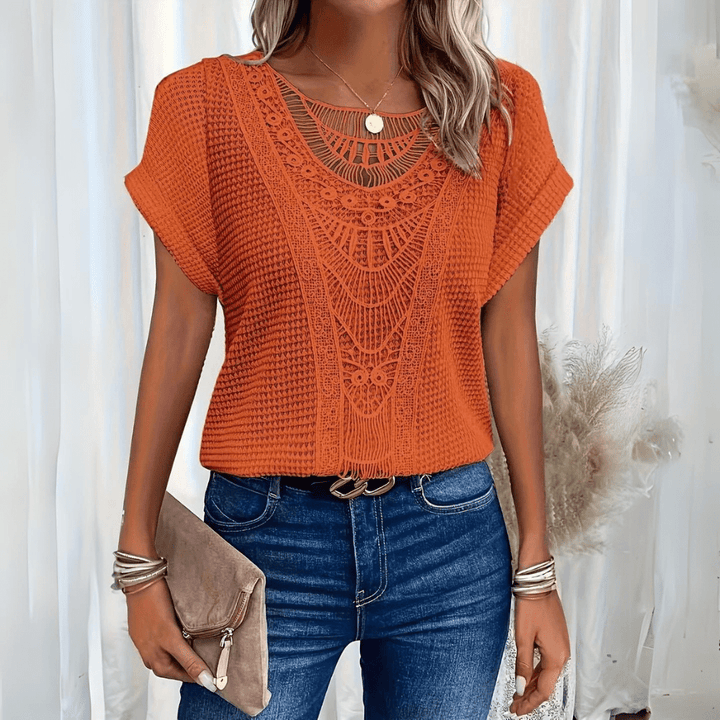 Sophie | Retro Lace Accent Blouse
