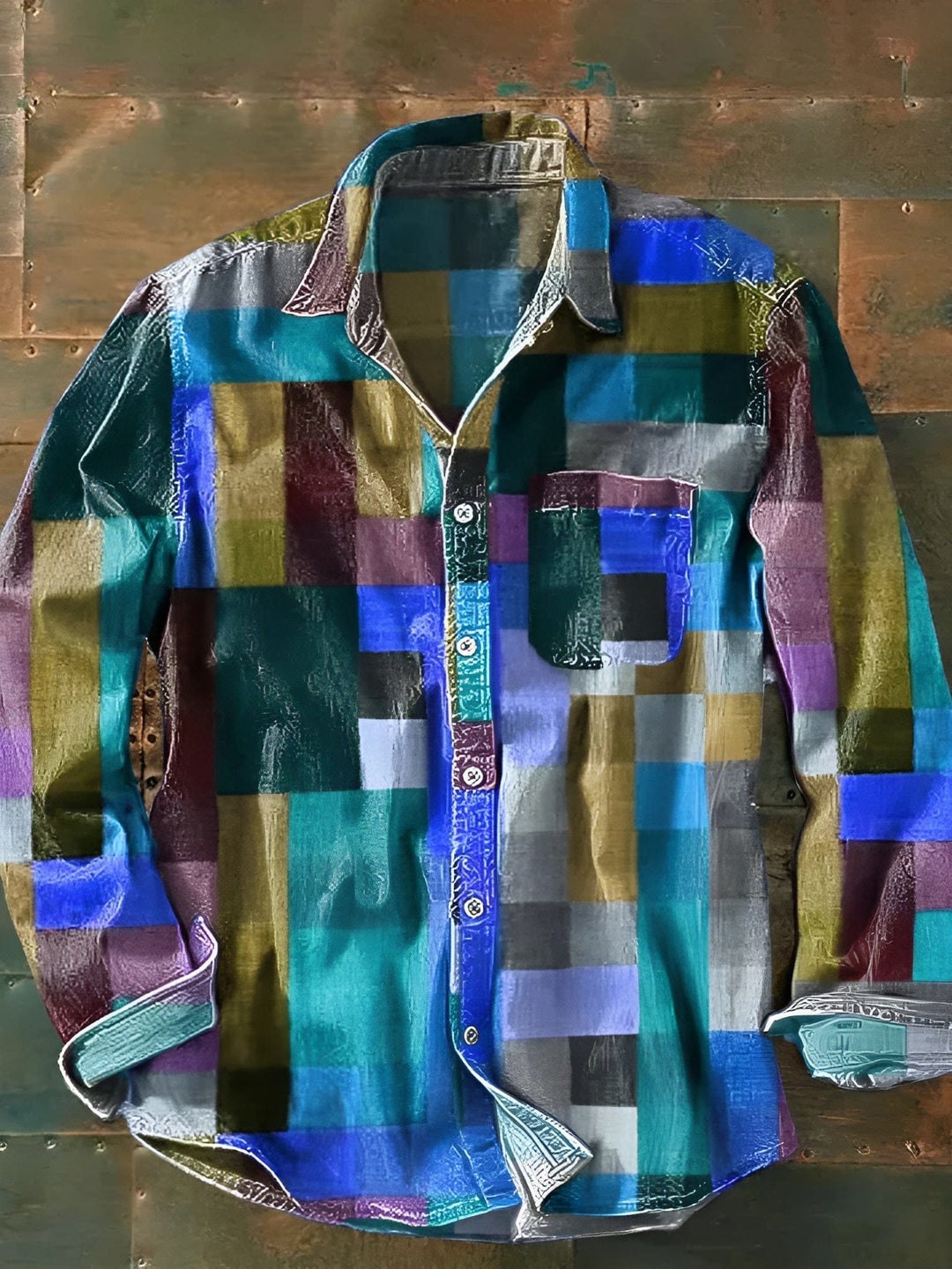 Javier | Artistic Patchwork Button-Up Shirt