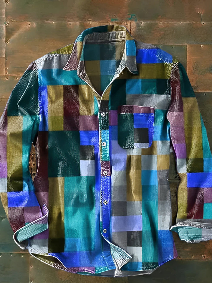 Javier | Artistic Patchwork Button-Up Shirt