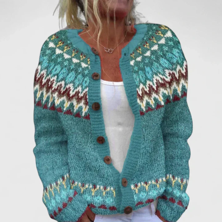 Natalie | Stylish Patterned Button-Up Cardigan