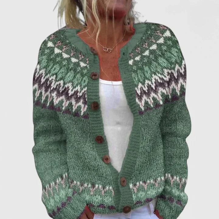 Natalie | Stylish Patterned Button-Up Cardigan