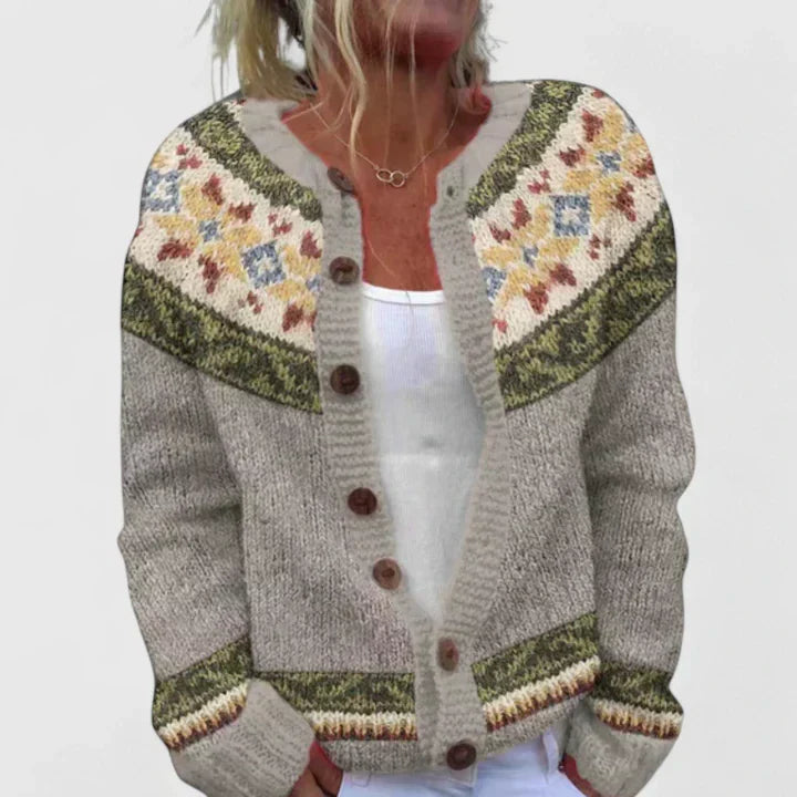 Natalie | Stylish Patterned Button-Up Cardigan