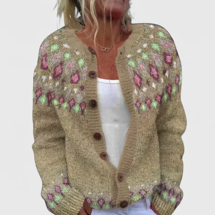 Natalie | Stylish Patterned Button-Up Cardigan