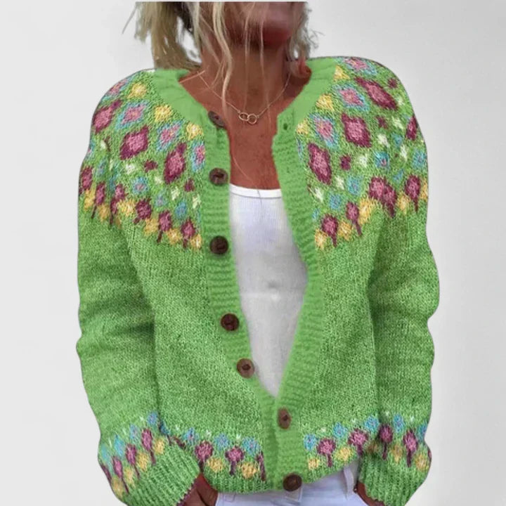 Natalie | Stylish Patterned Button-Up Cardigan