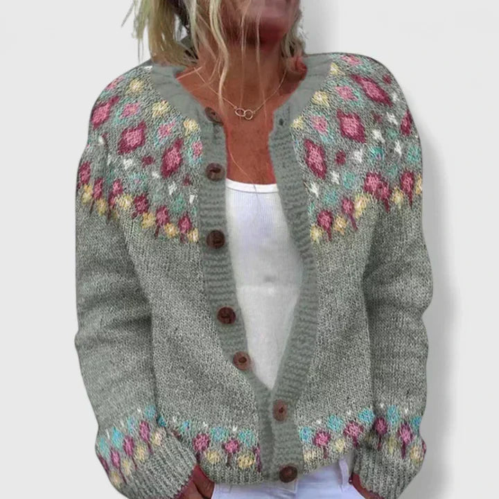 Natalie | Stylish Patterned Button-Up Cardigan