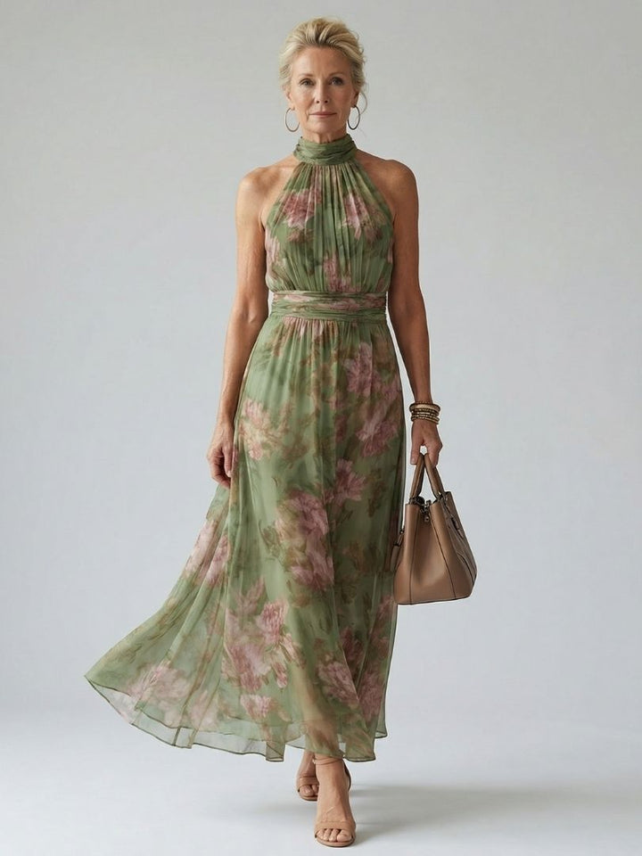 Mylene | Gathered Halter Midi Dress