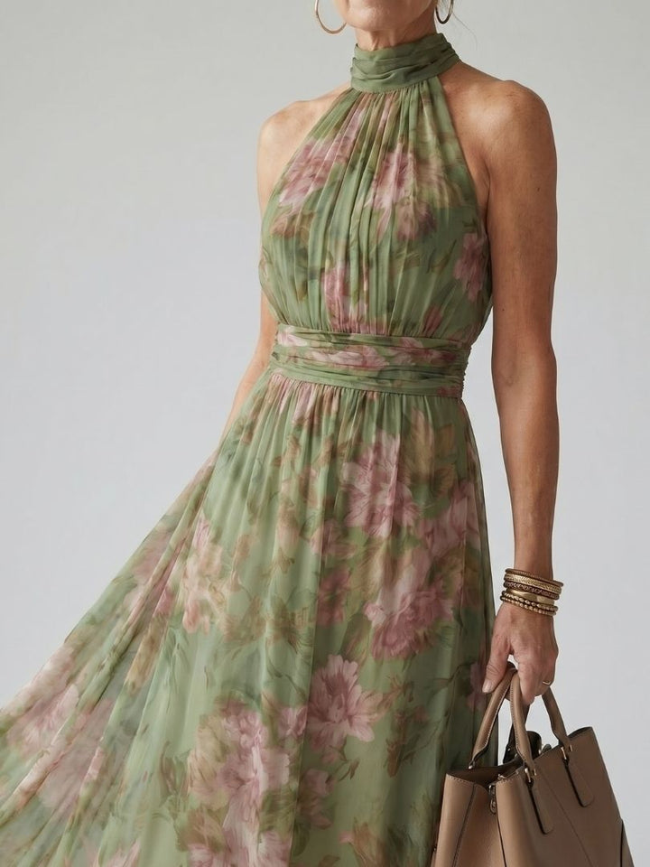 Mylene | Gathered Halter Midi Dress