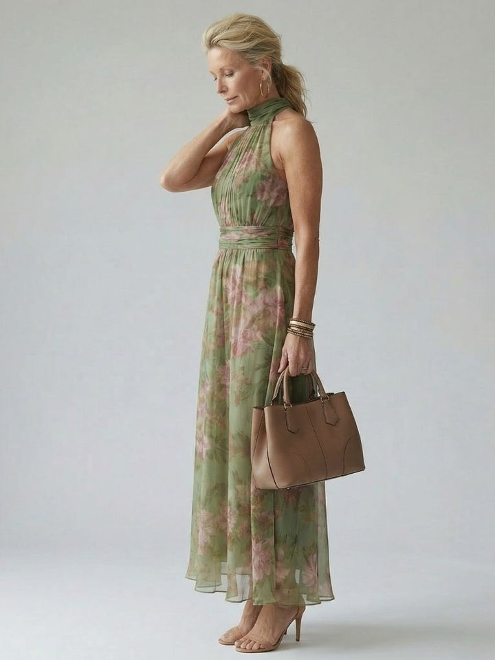 Mylene | Gathered Halter Midi Dress