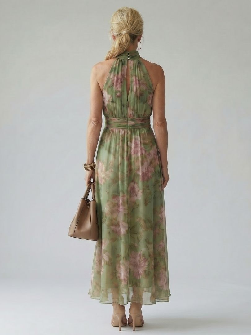 Mylene | Gathered Halter Midi Dress