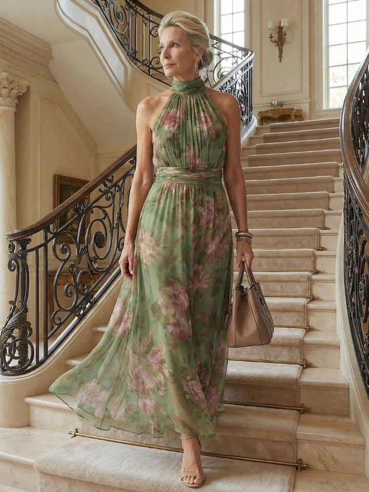 Mylene | Gathered Halter Midi Dress