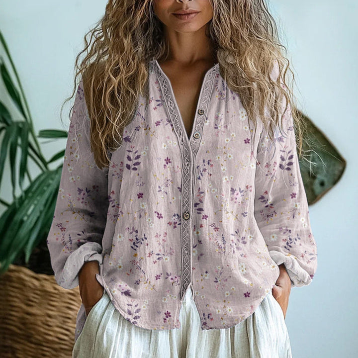 Alexine | Printed V-Neck Long Sleeve