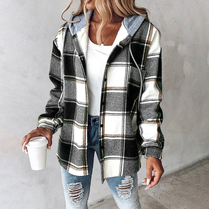Nora | Comfy Plaid Hooded Coat