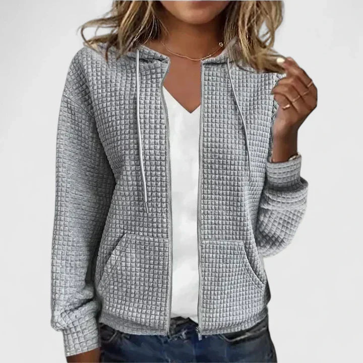Anna | Chic Textured Zip-Up Cardigan