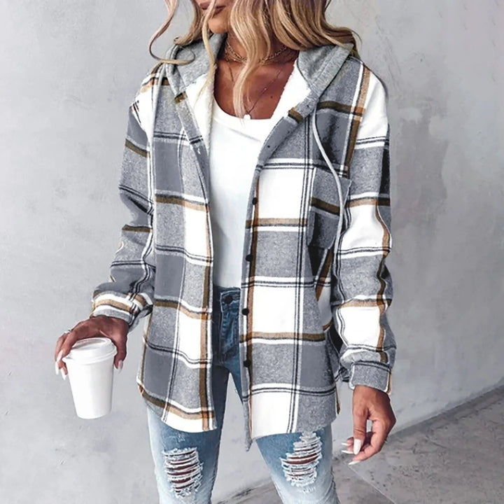 Nora | Comfy Plaid Hooded Coat