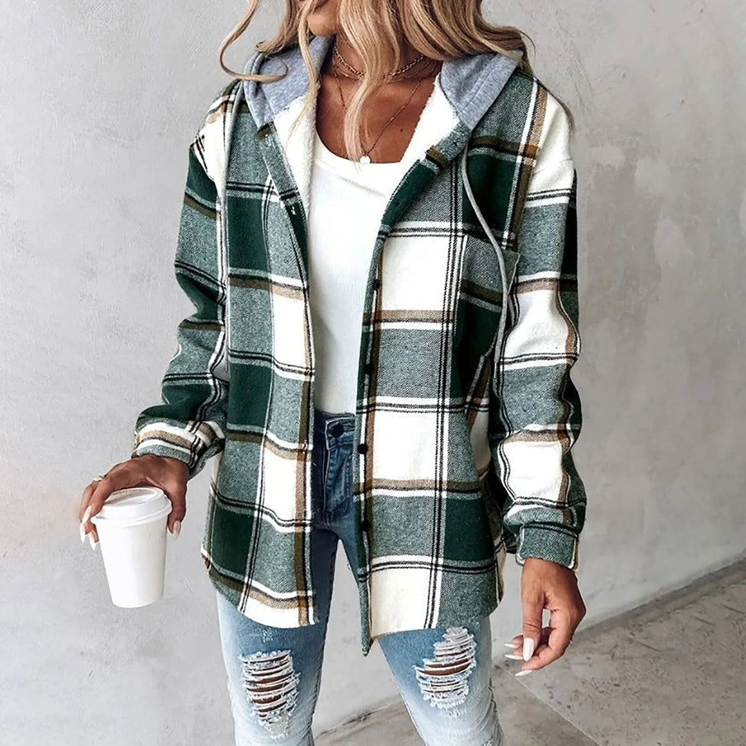 Nora | Comfy Plaid Hooded Coat
