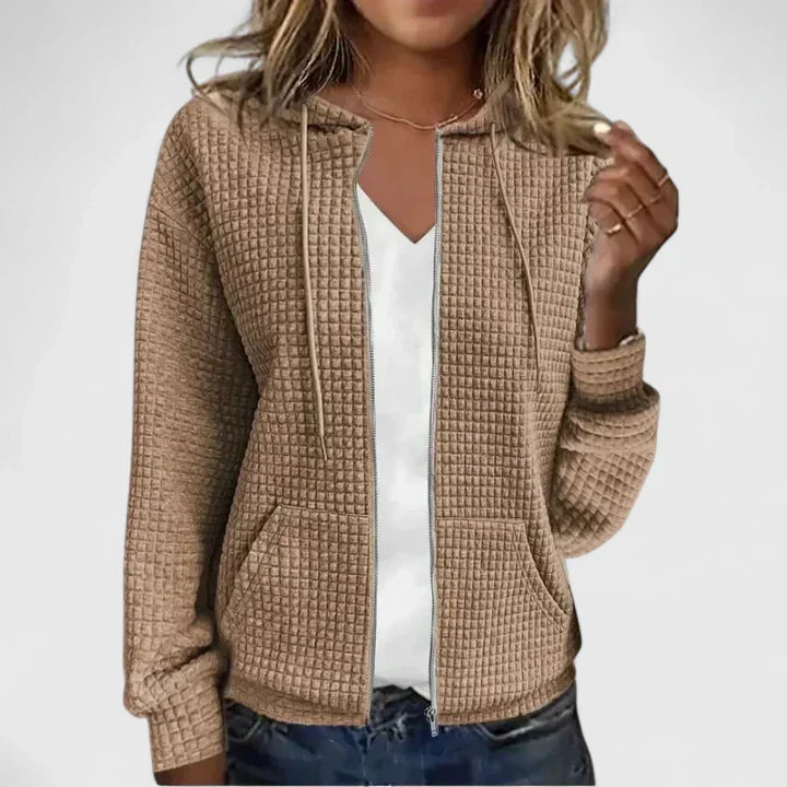 Anna | Chic Textured Zip-Up Cardigan