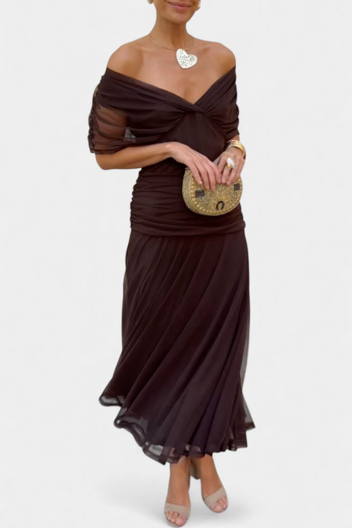 VIVIAN | LONG FLORAL V-NECK DRESS