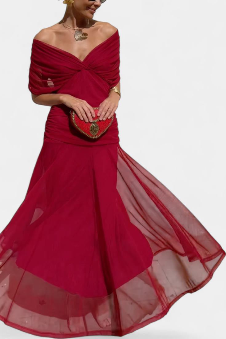 VIVIAN | LONG FLORAL V-NECK DRESS