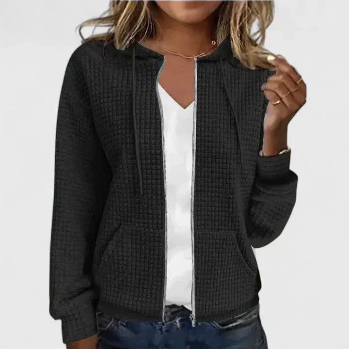 Anna | Chic Textured Zip-Up Cardigan