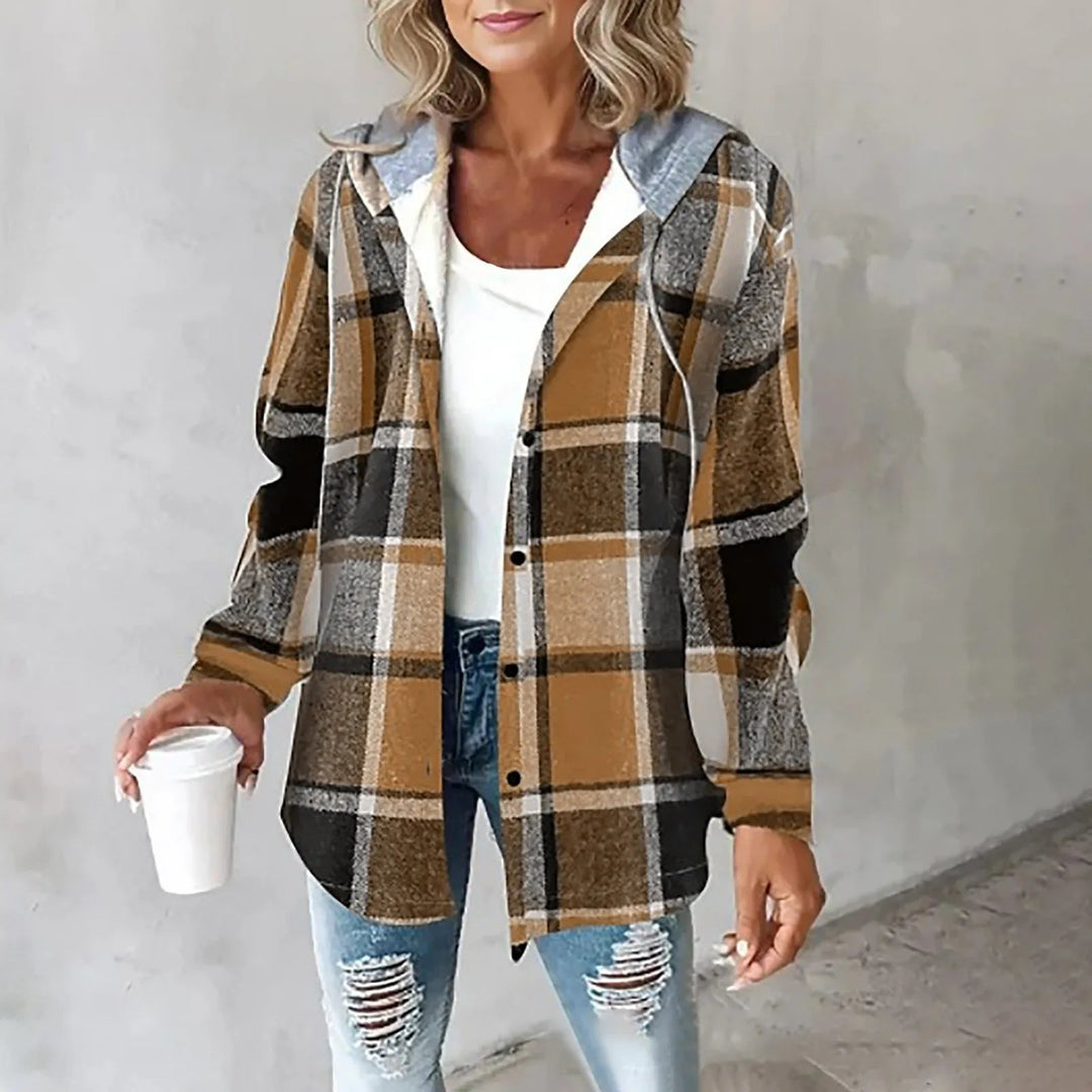 Nora | Comfy Plaid Hooded Coat