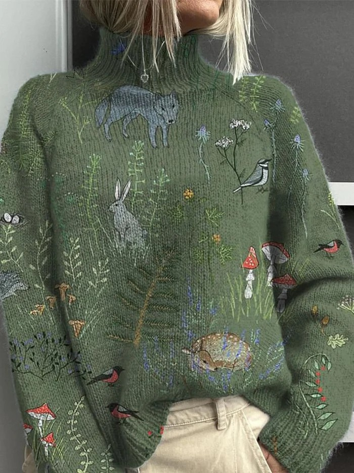 Harlow | High-Neck Sweater with Artistic Design